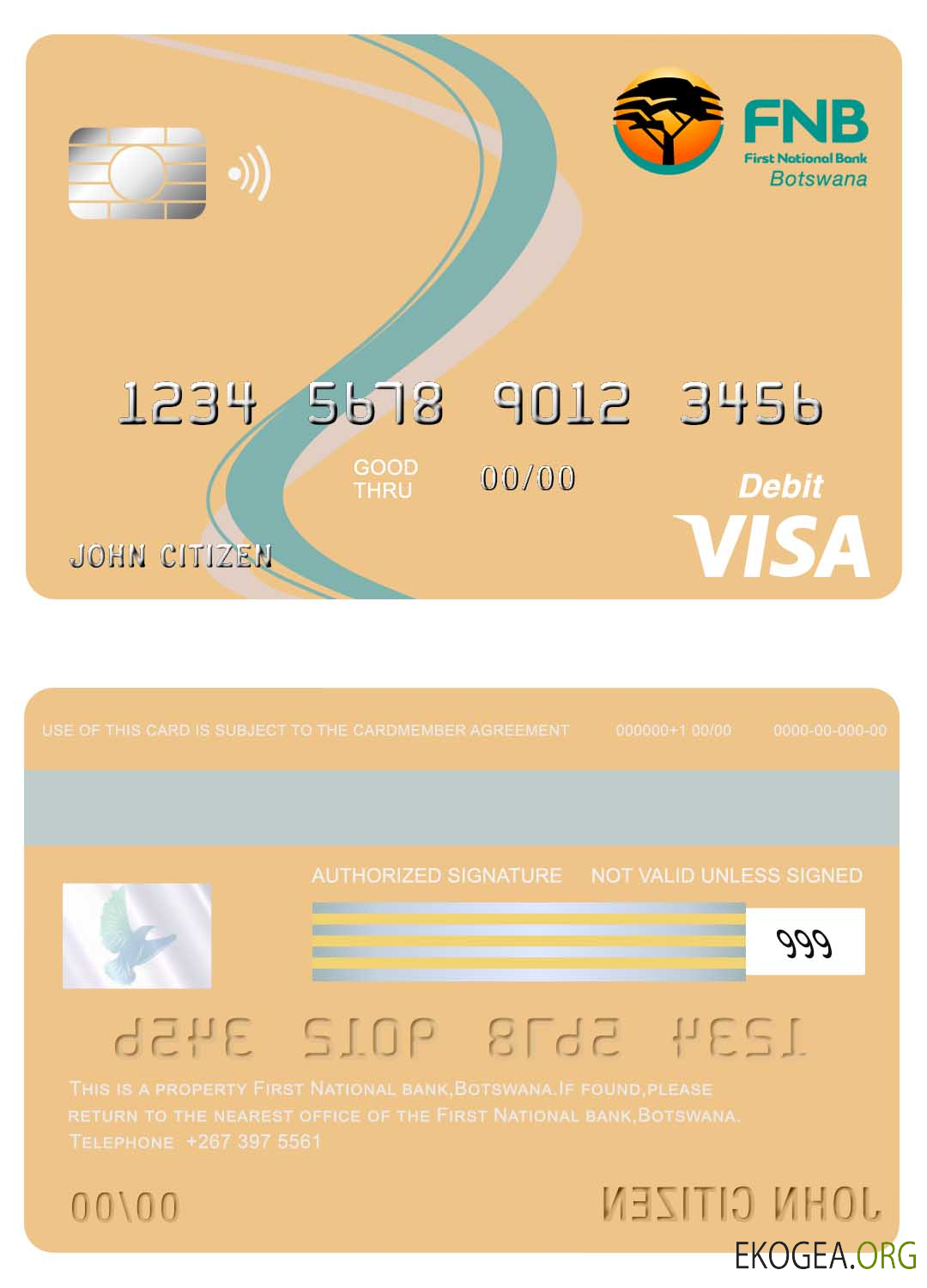 Carte visa de la première banque nationale du Botswana